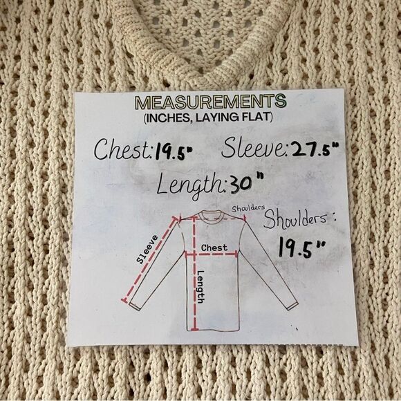 Zara Cream Open Loose Knit Crochet Sweater Cottagecore Boho Coastal Medium - Picture 4 of 14